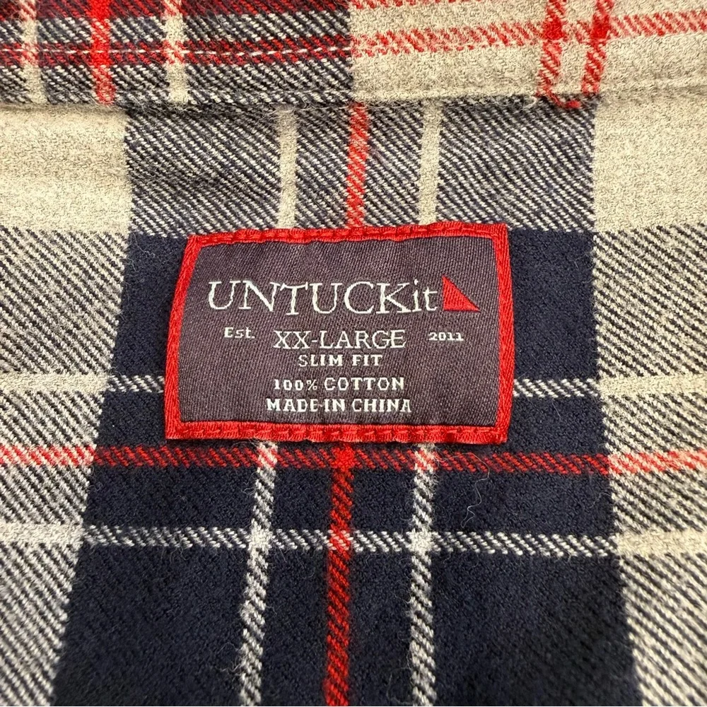 UNTUCKit Plaid Flannel Button Down Shirt Men’s XXL Slim Fit Cotton - Picture 2 of 11